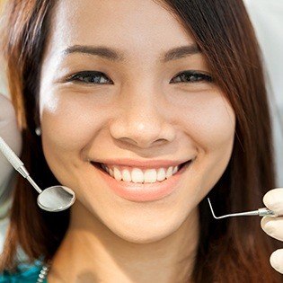 close shot of woman's smile