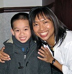 dentist hugging little boy