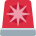 Emoji con luz de sirena de emergencia roja, que presenta una bombilla roja parpadeante sobre una base gris. Significa urgencia o alertas, transmitiendo una sensación de advertencia o precaución.