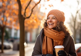 Woman smiling outside