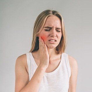 woman with red jaw