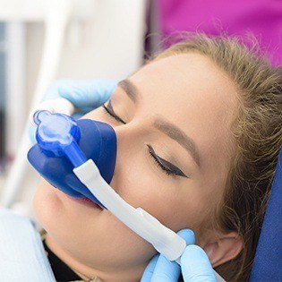 woman with nitrous oxide mask