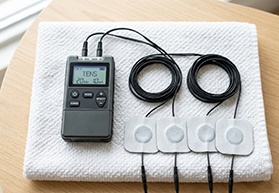 TENS equipment on folded towel