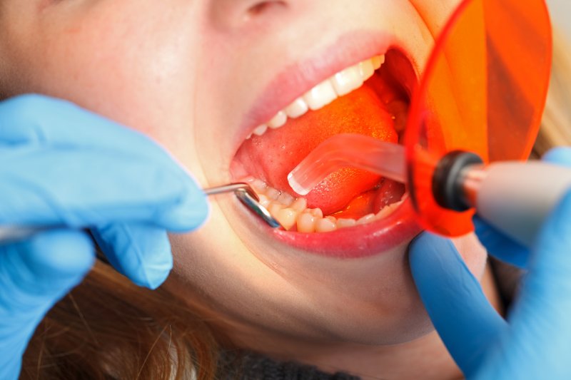 person receiving dental bonding